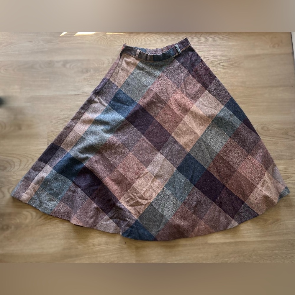 vintage a lined plaid wool skirt ILGWU